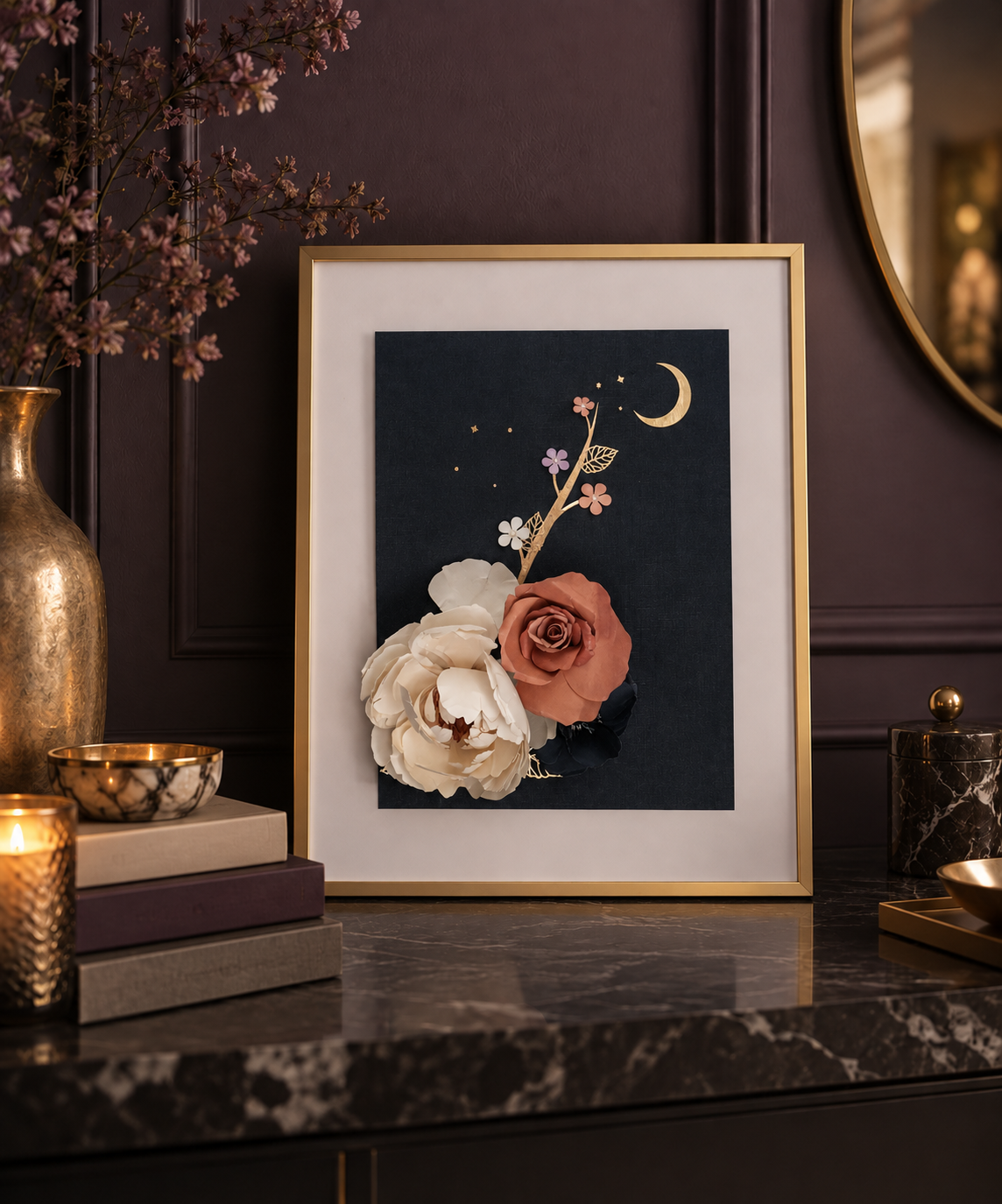 Twilight Bloom — Paper Floral Artwork